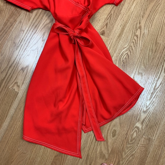 Next Tailoring Wrap Dress Kimono Sleeve Neon 12 - Picture 2 of 8